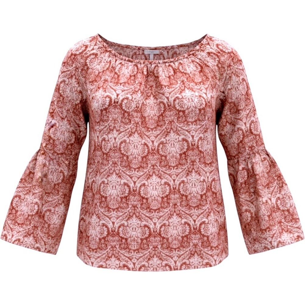 Truly 4 You Coral Damask Print Bell Sleeve Mini Dress XL Lined